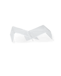 Modern lay flat bookstand clear acrylic on white background