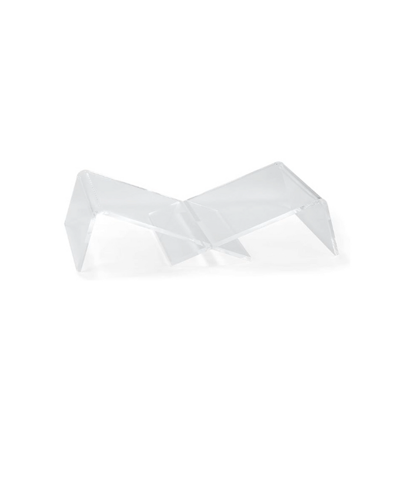 Modern lay flat bookstand clear acrylic on white background